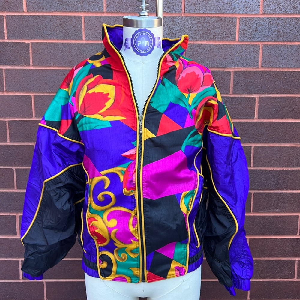 Vintage Color Blocked Bomber Jacket